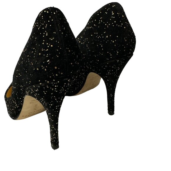 Kate Spade Licorice Pumps Womens 6 B Black Gold Flecked Suede Pointed Heel Italy - Picture 11 of 15